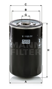 Suodatin, työhydrauliikka MANN-FILTER W 1150/91