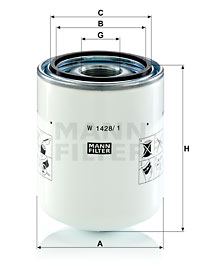 Suodatin, työhydrauliikka MANN-FILTER W 1428/1