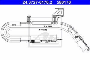 Vaijeri, käsijarru, Taakse, oikea, VW PASSAT, PASSAT Variant, 3B0 609 722 F, 3B0 609 722 K, 3B0 609 722 N, 3B0 609 722 Q