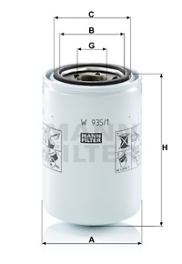Suodatin, työhydrauliikka MANN-FILTER W 935/1