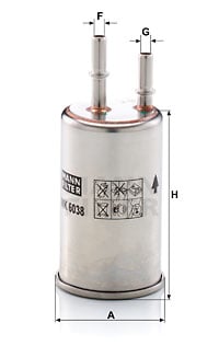 Polttoainesuodatin MANN-FILTER WK 6038