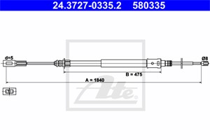 Vaijeri, käsijarru, Edessä, CITROËN C5 I, C5 II, C5 Break I, C5 Break II, C5 Skåp / kombi, 4745 R5