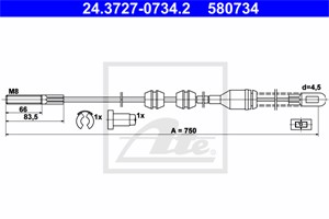 Vaijeri, käsijarru, Taakse, vasen, OPEL,VAUXHALL, 5 22 569, 5 22 597, 5 22 601, 90189719, 90375405, 90421703