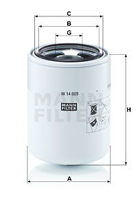 Suodatin, työhydrauliikka MANN-FILTER W 14 005