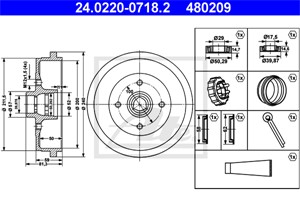 Jarrurumpu, Taka-akseli, AUDI,SEAT,SKODA,VW, 115 330 192, 191 501 615 A, 1H0 501 615 A, 323 501 615, 331 501 615 A, 6U0 501 615 A, 6U0 5