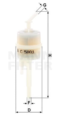 Suodatin, polttoainesäiliön ilmaus MANN-FILTER C 5001