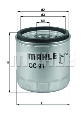 Öljynsuodatin MAHLE ORIGINAL OC 91