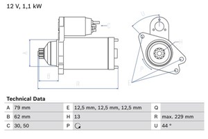 Käynnistin, AUDI,SEAT,SKODA,VW, 02M 911 021 H, 02M 911 021 HX