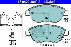 Jarrupalasarja, levyjarru, Etuakseli, FIAT 500L, OPEL CORSA D, CORSA D Skåp/halvkombi, VAUXHALL CORSA Mk III, CORSAVAN Mk III, 16 05 227