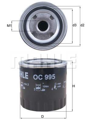 Öljynsuodatin MAHLE ORIGINAL OC 995