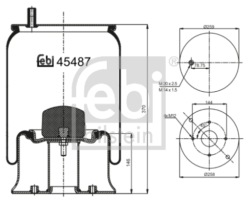 Metallipalje, ilmajousitus FEBI BILSTEIN 45487