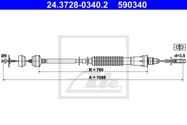 Kytkinvaijeri ATE 24.3728-0340.2