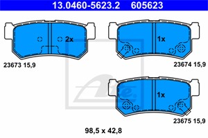 Jarrupalasarja, levyjarru, Taka-akseli, DAEWOO,SSANGYONG, 4841308050, 4841308051, 48413090A0, 48413090A1