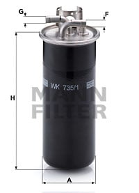 Polttoainesuodatin MANN-FILTER WK 735/1