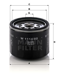 Öljynsuodatin MANN-FILTER W 1114/80